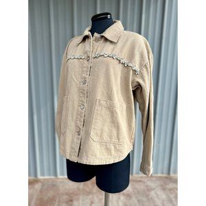NEW Tan Crystal Button Jacket